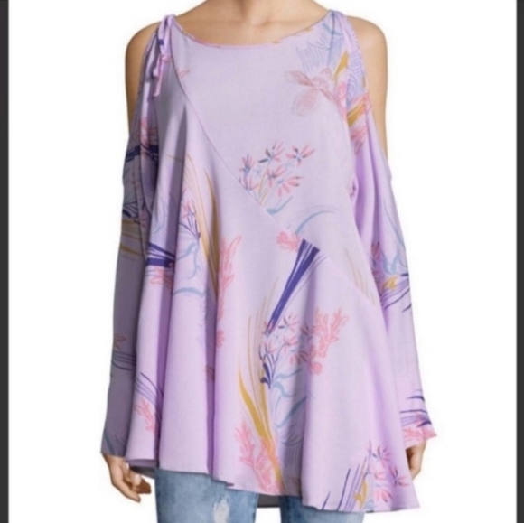 Free People Clear Skies Mini Dress Tunic Asymmetrical Hem Floral Print Small NWT - Picture 5 of 15